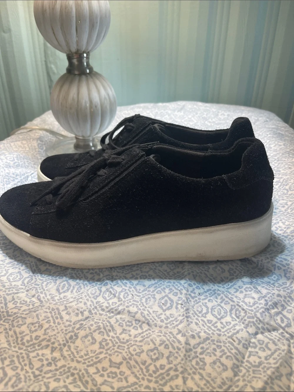 Clark’s Black Suede Lace-Up Sneakers - Women's Casual Shoes Size